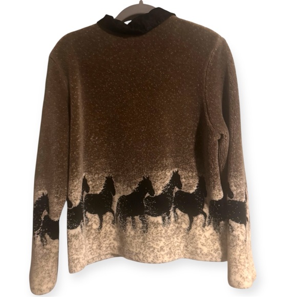 Horse Print Zip Up Jacket Equestrian Western Cowgirl Cowboy - Picture 2 of 6